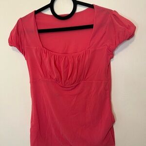❤️$4 flash sale 🚨
 Short Sleeve Scoop Neck Top - Coral Pink